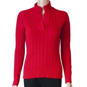 Liz Claiborne Shawl Collar Sweater PS Red Long Sleeve Ribbed Pullover